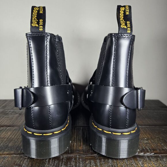 Dr. Martens Wincox Womens Size 6 Chelsea Buckle Harness Boots Black Leather - Picture 4 of 11